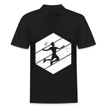 Federball Squash Damen Badminton Badmintonspieler - Männer Poloshirt - Schwarz - Vorne - Kai (181cm)