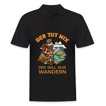 Der tut Nix er will nur Wandern Wanderer Sprüche - Männer Poloshirt - Schwarz - Vorne - Kai (181cm)