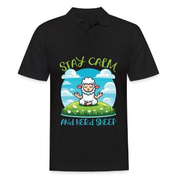 Restez calme et troupeau de moutons Zen Méditation Moutons - Polo Homme - noir - Devant - Kai (181cm)