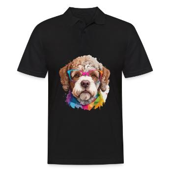 Lagotto romagnolo Hund Cool in Brille - Männer Poloshirt - Schwarz - Vorne - Kai (181cm)