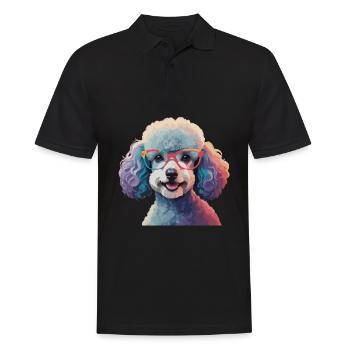 Pudel Hund mit Brille Cool Bunt - Männer Poloshirt - Schwarz - Vorne - Kai (181cm)