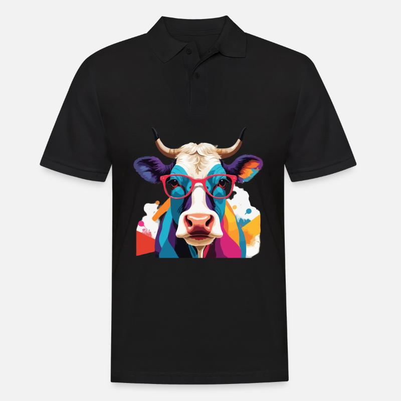 Cow Cool mit Brille Cool - Männer Poloshirt - Schwarz