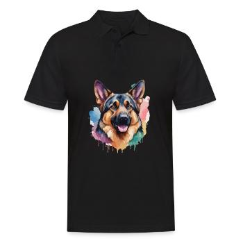 Deutscher Schäferhund Cool Colorful Deutscher Schäferhund - Männer Poloshirt - Schwarz - Vorne - Kai (181cm)