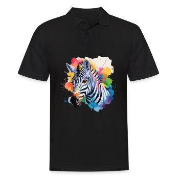 Zebra cool in colorful design - Men's Polo Shirt - black - Front - Kai (181cm)