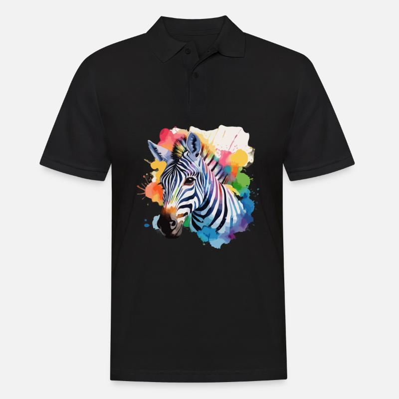 Zebra cool im bunten Design - Männer Poloshirt - Schwarz