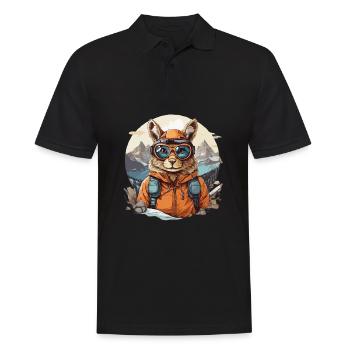 Squirrel Cool mit Skibrille in Bergen - Männer Poloshirt - Schwarz - Vorne - Kai (181cm)