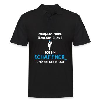 Schaffner Zugbegleiter Kontrolleur Eisenbahner - Männer Poloshirt - Schwarz - Vorne - Kai (181cm)