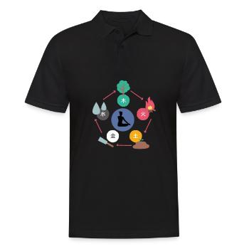 Qigong Qi Gong 5 Fünf Elemente Tai Chi Thai Chi - Männer Poloshirt - Schwarz - Vorne - Kai (181cm)