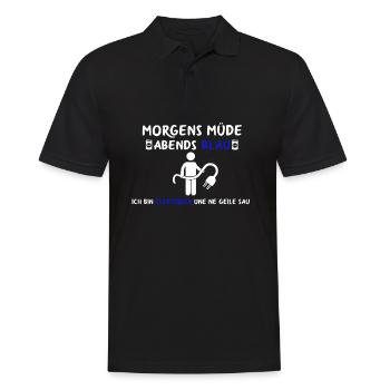 Elektriker Elektrikermeister Elektromeister Strom - Männer Poloshirt - Schwarz - Vorne - Kai (181cm)