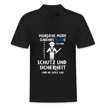 Security Türsteher Sicherheitsdienst Aufpasser - Männer Poloshirt - Schwarz - Vorne - Kai (181cm)