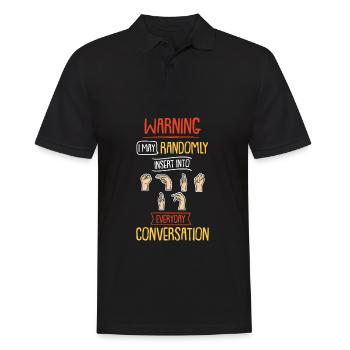 Idée de cadeau en langue des signes pour les sourds - Polo Homme - noir - Devant - Kai (181cm)