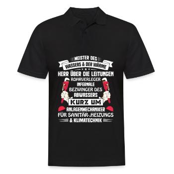 Heizungsbauer Heizungsbau Heizungsinstallateur - Männer Poloshirt - Schwarz - Vorne - Kai (181cm)