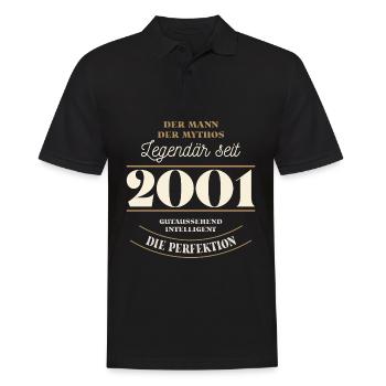 Der Mann der Mythos Legendär seit Jahrgang 2001 - Männer Poloshirt - Schwarz - Vorne - Kai (181cm)