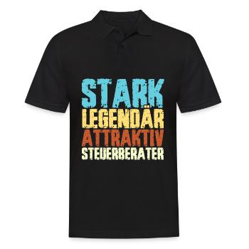 Steuerberater Spruch STARK LEGENDÄR ATTRAKTIV STEU - Männer Poloshirt - Schwarz - Vorne - Kai (181cm)