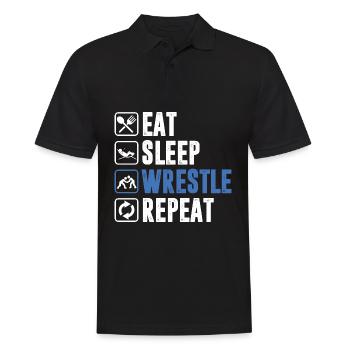 Eat Sleep Wrestle Fighting Wrestling Wrestler Gift - Men's Polo Shirt - black - Front - Kai (181cm)