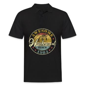 40th Wedding Anniversary Great Husband Since 1984 Retro - Men's Polo Shirt - black - Front - Kai (181cm)