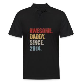 Papa génial depuis 2014 Fête des pères Rétro - Polo Homme - noir - Devant - Kai (181cm)