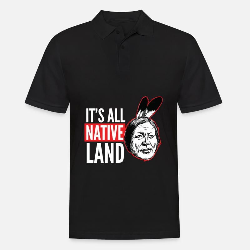 Indians - It's All Native Land - Männer Poloshirt - Schwarz