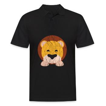 Lion animal mignon - Polo Homme - noir - Devant - Kai (181cm)