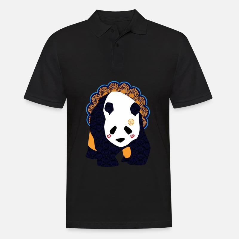 Globaler Nomadenpanda - Männer Poloshirt - Schwarz