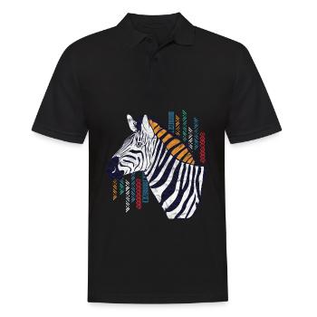 Globales Nomadenpferd - Männer Poloshirt - Schwarz - Vorne - Kai (181cm)