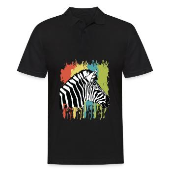 Animal Print - Zebra - Men's Polo Shirt - black - Front - Kai (181cm)