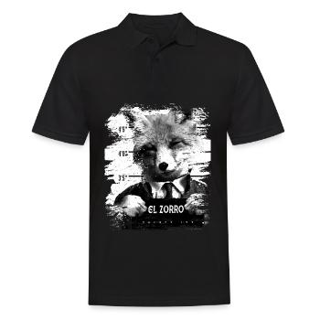 Tierdruck - El Zorro - Männer Poloshirt - Schwarz - Vorne - Kai (181cm)