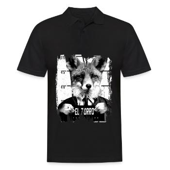 Tierdruck - El Zorro - Männer Poloshirt - Schwarz - Vorne - Kai (181cm)