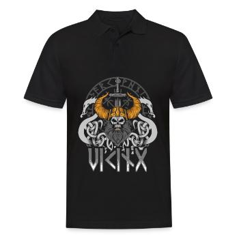 Wikinger - Männer Poloshirt - Schwarz - Vorne - Kai (181cm)