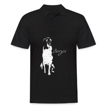 Borzoi - Männer Poloshirt - Schwarz - Vorne - Kai (181cm)