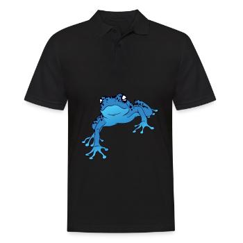 Pfeilgiftfrosch aus dem Regenwald blauer Dart Frog - Männer Poloshirt - Schwarz - Vorne - Kai (181cm)