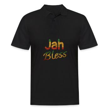Jah bless Jamaika Farben Rasta Spruch Rastafari - Männer Poloshirt - Schwarz - Vorne - Kai (181cm)