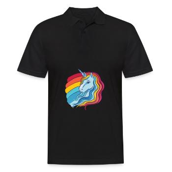 Regenbogen Einhorn weiblich mit Regenbogen Haar - Männer Poloshirt - Schwarz - Vorne - Kai (181cm)