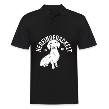 Dackel Dackelhund Hereingedackelt Dachshund Spruch - Männer Poloshirt - Schwarz - Vorne - Kai (181cm)