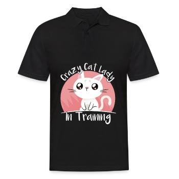 Crazy Cat Lady en train de dresser un chaton - Polo Homme - noir - Devant - Kai (181cm)
