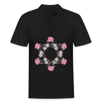 Fleurs de l'étoile de David juive - Polo Homme - noir - Devant - Kai (181cm)