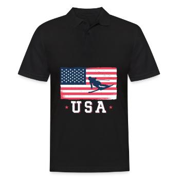 Skiing USA American Flag Ski - Men's Polo Shirt - black - Front - Kai (181cm)