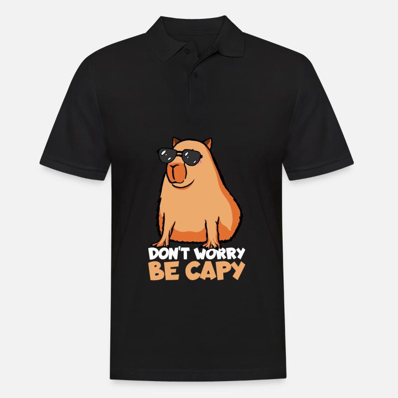 Don't Worry Be Capy - Männer Poloshirt - Schwarz