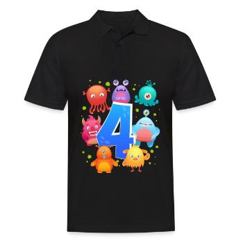 4. Geburtstag | Monster Geburtstag | Monster - Männer Poloshirt - Schwarz - Vorne - Kai (181cm)