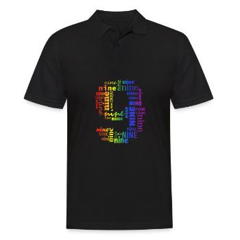 Nine 9th Birthday | Coldorful Words Themed - Männer Poloshirt - Schwarz - Vorne - Kai (181cm)