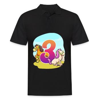 3rd Birthday Riding Horse Theme Three Party - Men's Polo Shirt - black - Front - Kai (181cm)