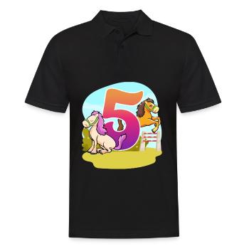5th Birthday Riding Horse Theme Five Party - Men's Polo Shirt - black - Front - Kai (181cm)