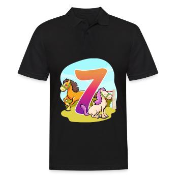 7th Birthday Riding Horse Theme Seven Party - Men's Polo Shirt - black - Front - Kai (181cm)