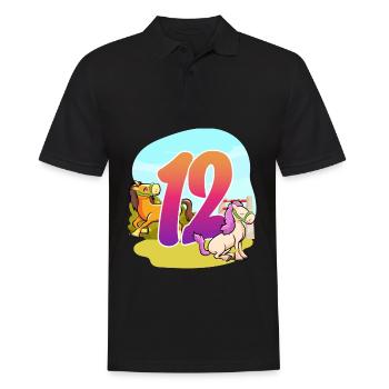 12ème anniversaire Équitation Cheval Thème Douze Fête - Polo Homme - noir - Devant - Kai (181cm)