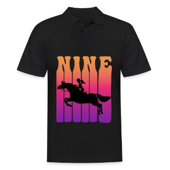 Girl riding, I am 9 years old, children 9. - Men's Polo Shirt - black - Front - Kai (181cm)