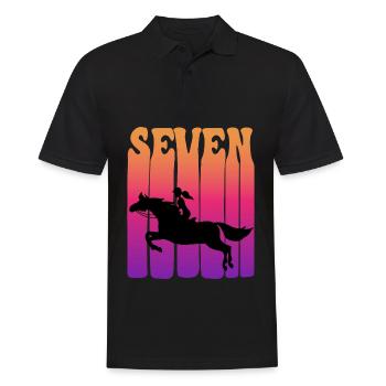 Girl riding, I am 7 years old, children 7. - Men's Polo Shirt - black - Front - Kai (181cm)
