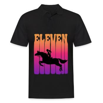 Girl riding, I am 11 years old, children 11. - Men's Polo Shirt - black - Front - Kai (181cm)