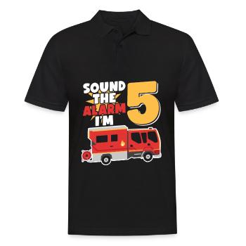 Sound The Alarm I'm 5 | Firefighter Topic - Men's Polo Shirt - black - Front - Kai (181cm)
