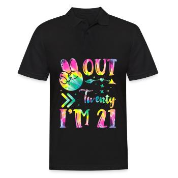 Peace Out Twenty I'm 21 | Tie Dye Themed - Männer Poloshirt - Schwarz - Vorne - Kai (181cm)