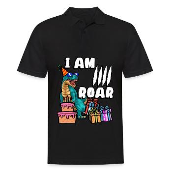 Je suis 4 Roar | Chemise d’anniversaire de dinosaure | - Polo Homme - noir - Devant - Kai (181cm)